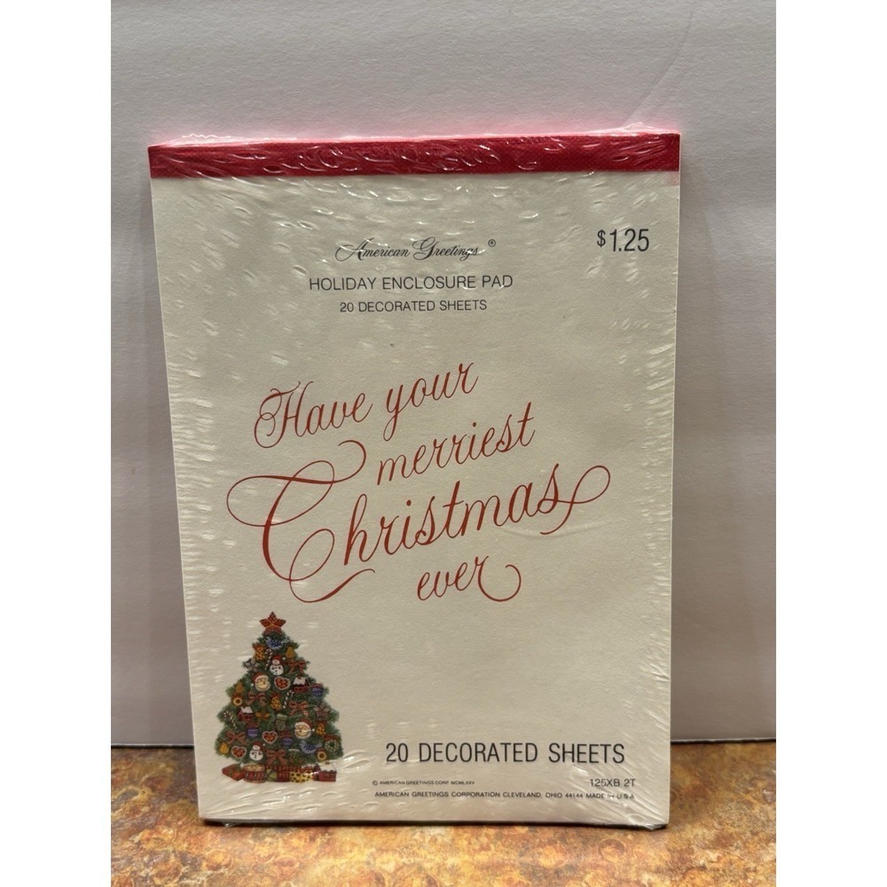 Vintage 80's American Greetings Christmas Holiday Pad 30 Paper Sheets Sealed